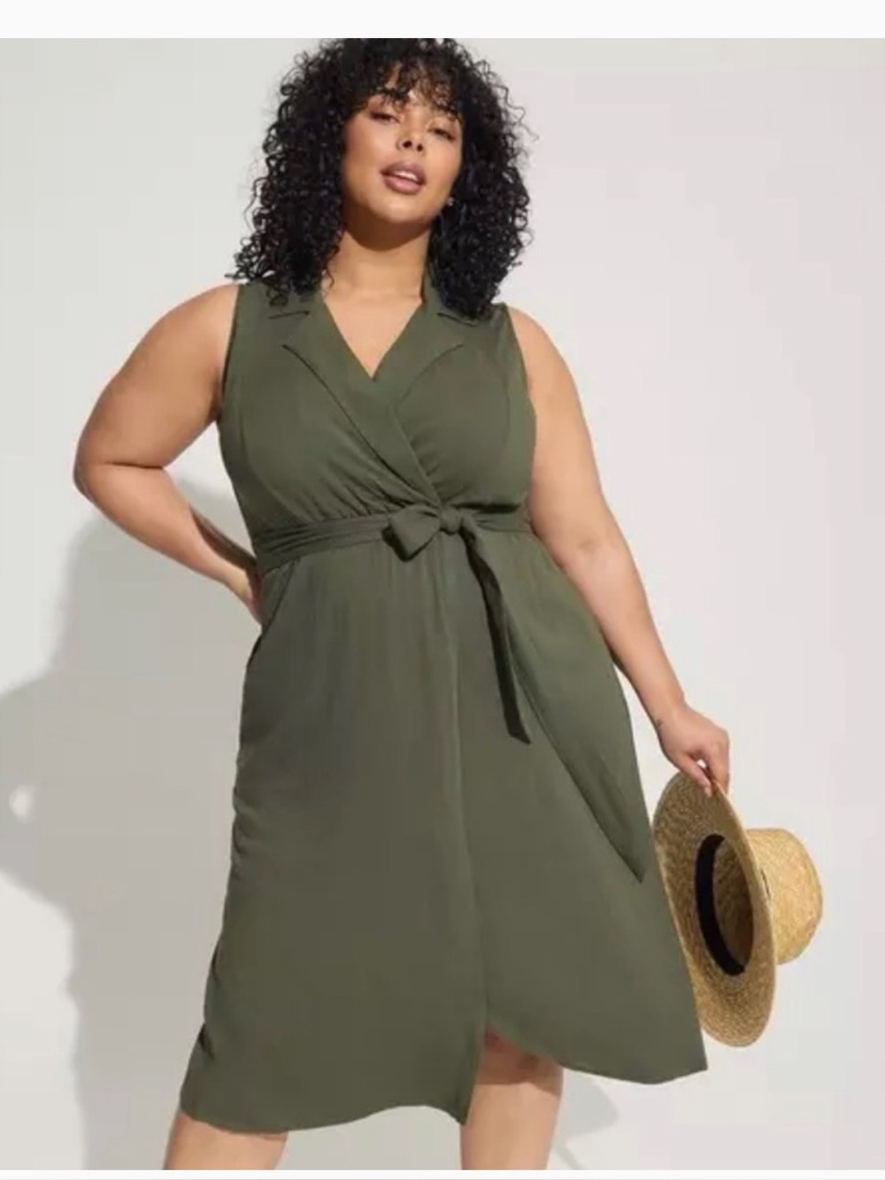 Torrid Army Green belted midi dress 2x